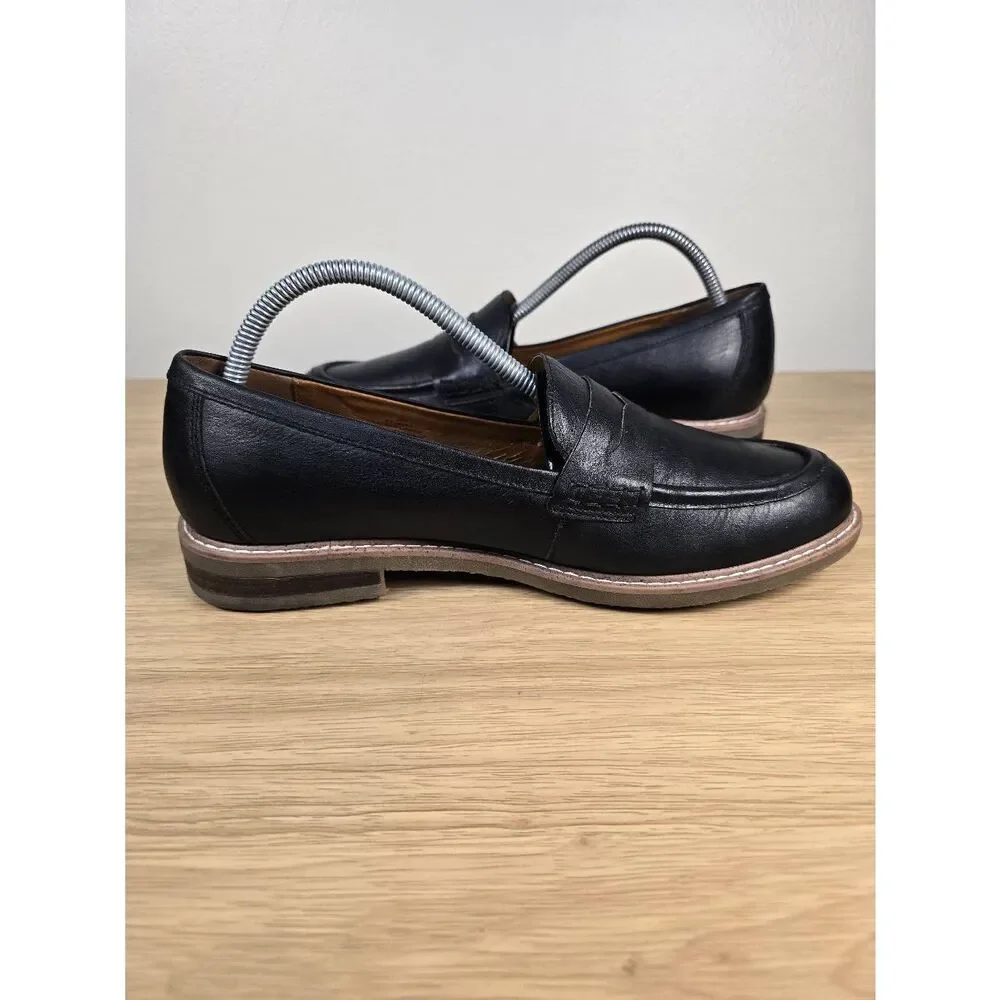 Earth Shoes Womens 10 M Javas Penny Loafers Black Leather Casual Comfort Low Top